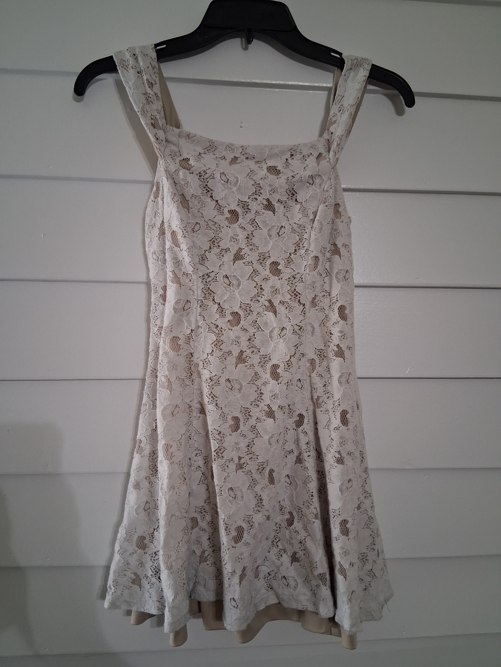 Teeze Me Ivory Lace Dress with Heart Logo Accent